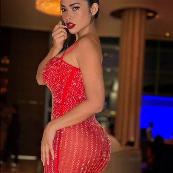 Red Luxe Bodycon Dress - Picture 4 of 10